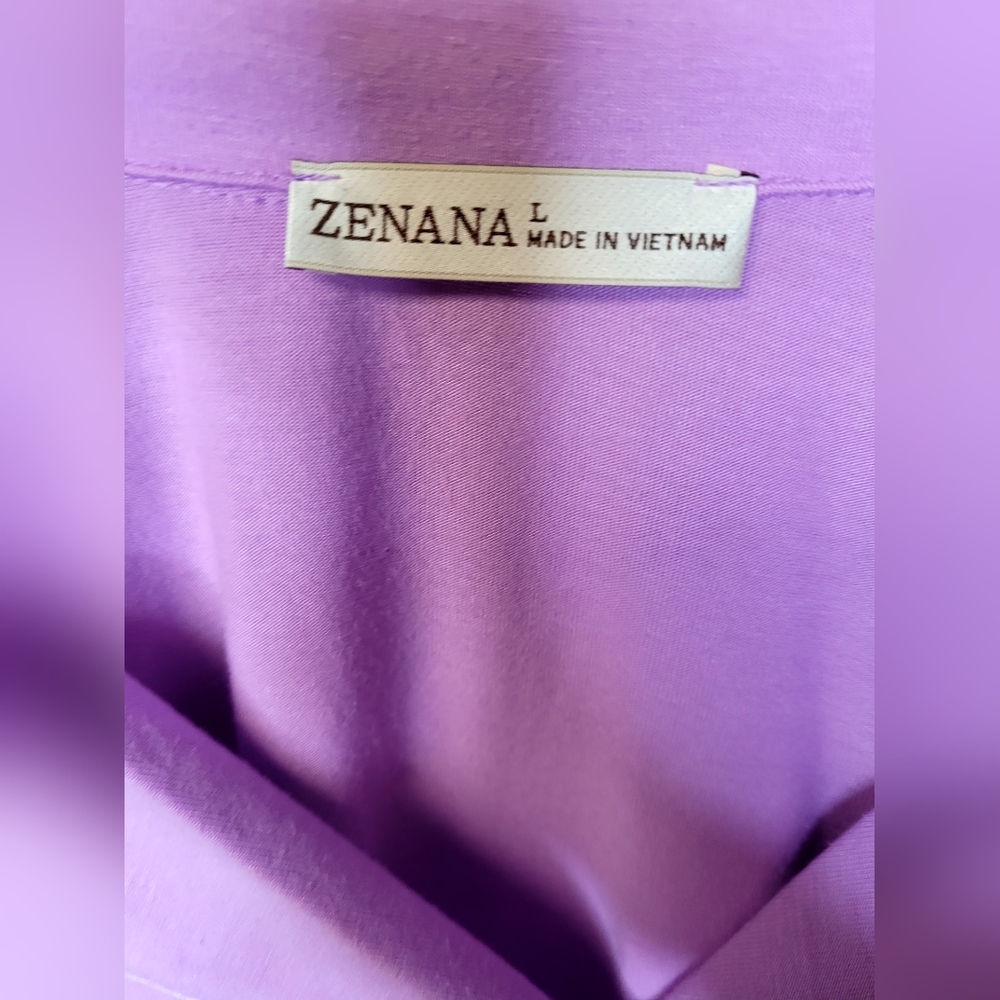 Zenana Outfitters Lavender V Neck Button Down Relaxed Pajama Set Boutique - Picture 6 of 7